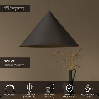 Lucide SPITZE - Lámpara colgante - Ø 60 cm - 1xE27 - Gris | Vibes